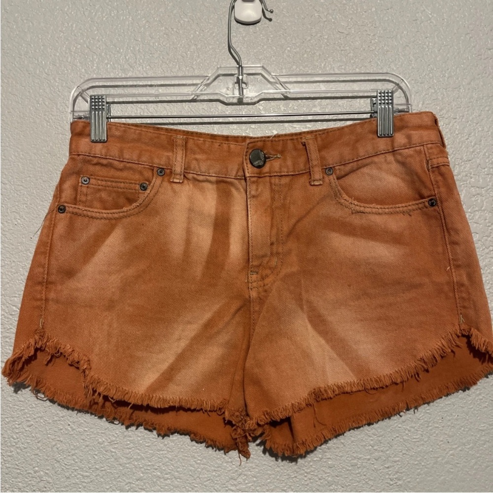 Free People Copper Orange Raw Hem Shorts Women Size 26